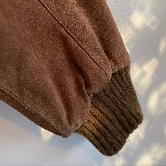 Vintage Talbots Men's Rich Brown Suede Leather Bomber Jacket EUC L Aviator Moto - Picture 13 of 14